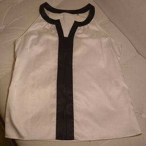 Tahari silk white and black halter top